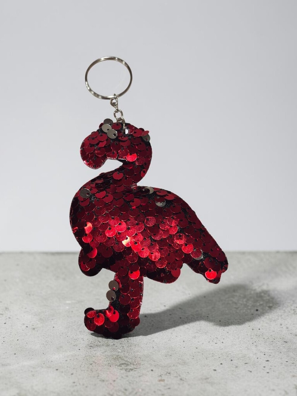 Glitter Sequin Flamingo Keychain